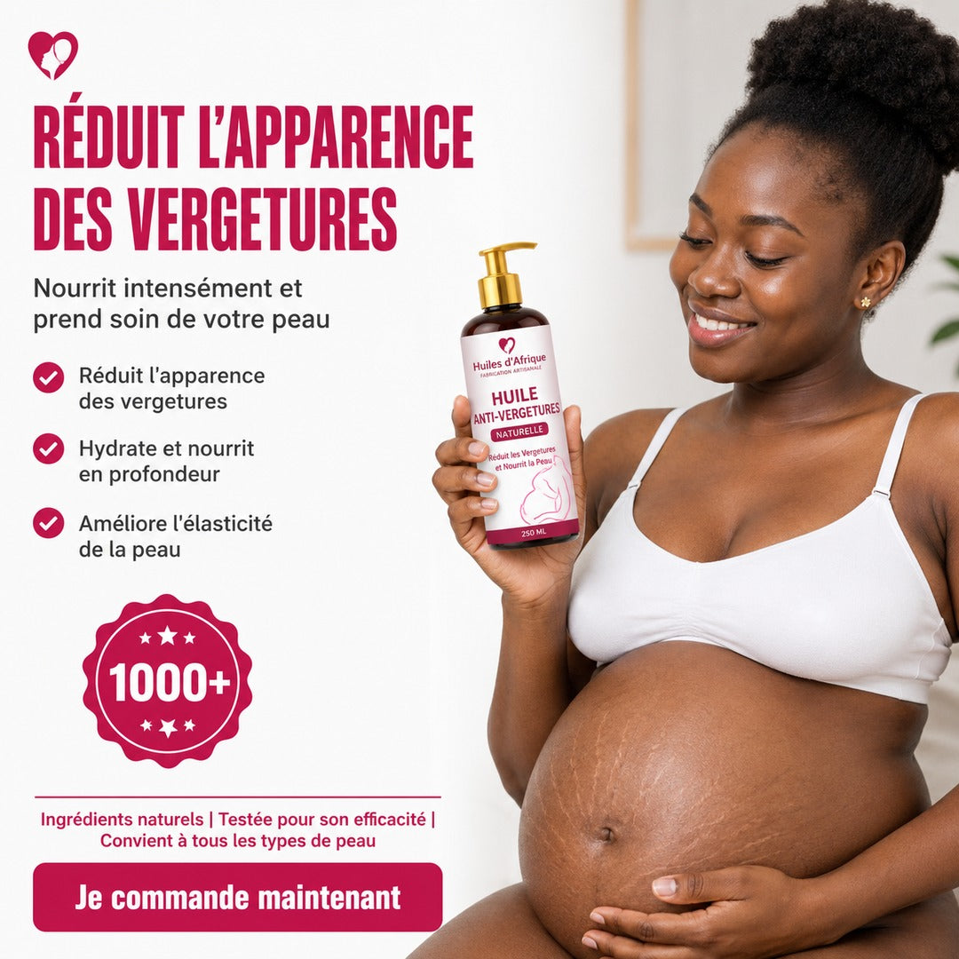 Huile Anti-Vergetures Naturelle - Réduit les Vergetures et Nourrit la Peau