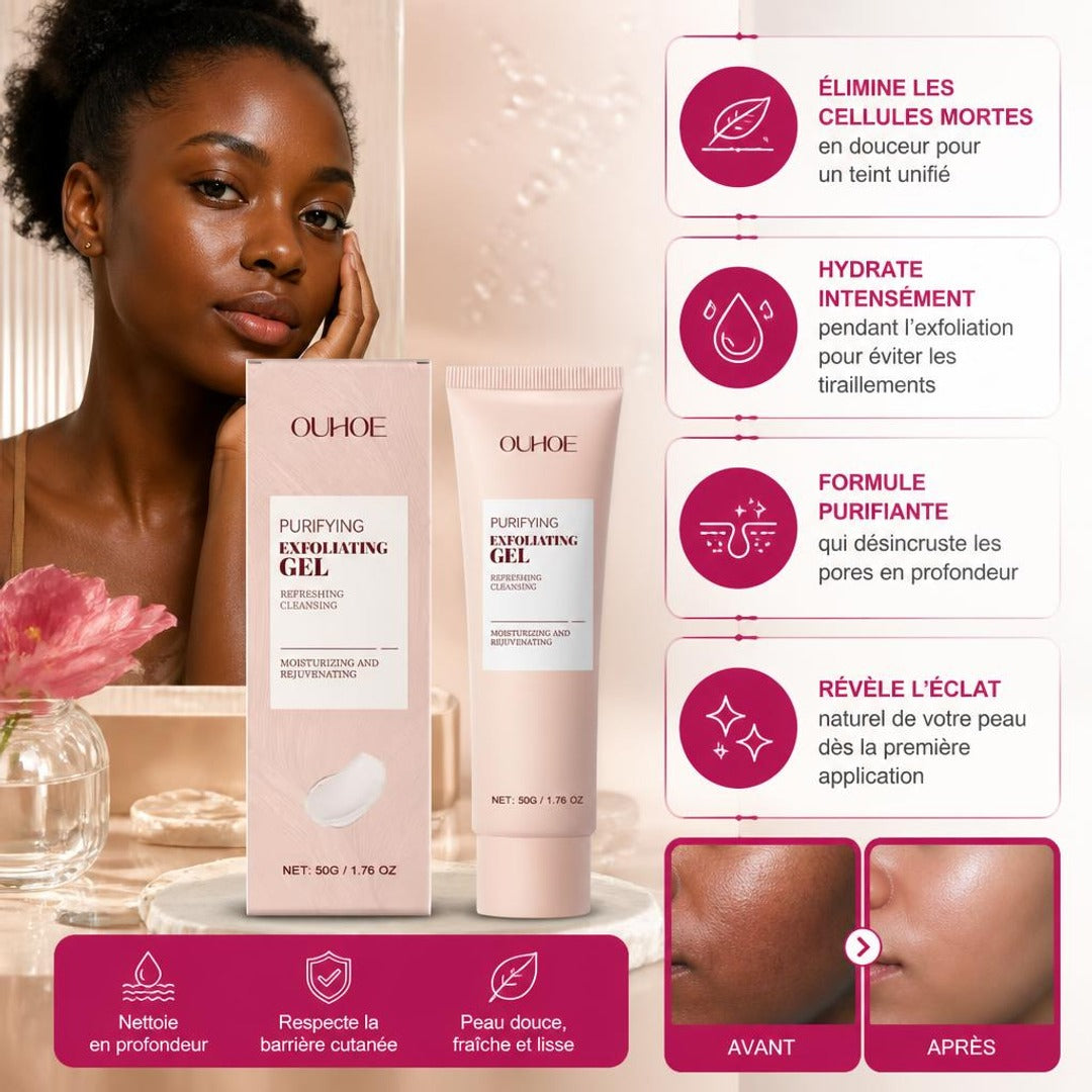 Affiche — Gel Exfoliant Purifiant OUHOE : Obtenez un Teint Éclatant et Une Peau Lisse au Togo