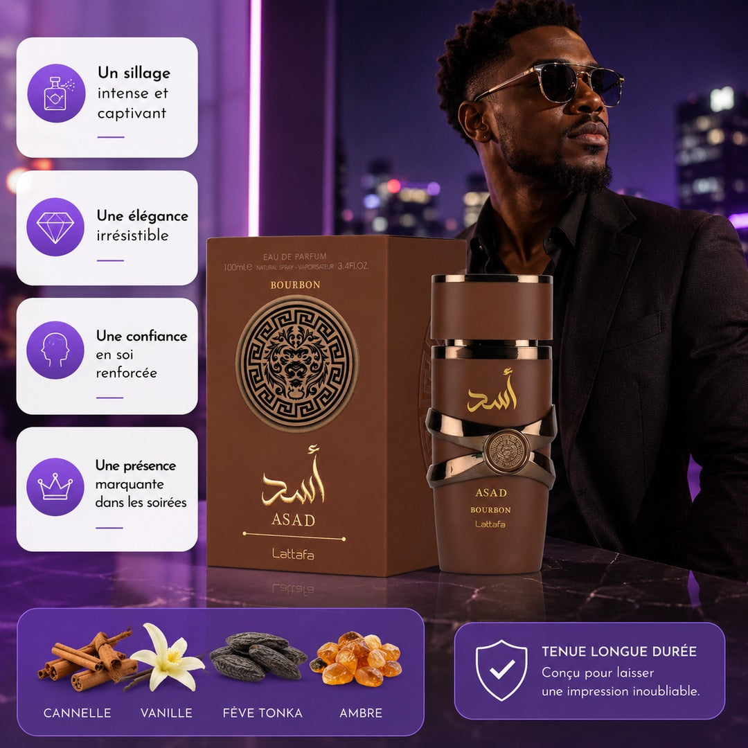 Affiche — Asad Bourbon Lattafa Perfumes Eau de Parfum 100 ml - Luxe et Élégance